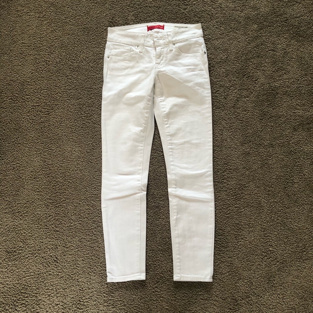 White Guess Medium Rise Ankle Skinny Emma Fit Jean